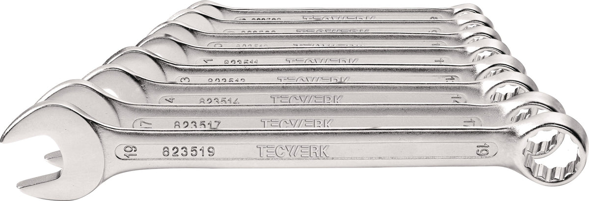TECWERK Ringmaulschlüsselsatz 8-tlg. SW 8–19 mm Form A CV-Stahl