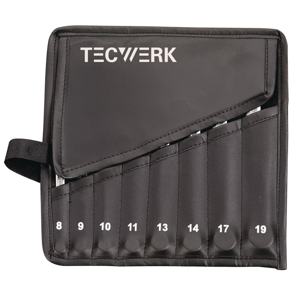 TECWERK Ringmaulschlüsselsatz 8-teilig SW 8-19 mm Form A CV-Stahl in Rolltasche