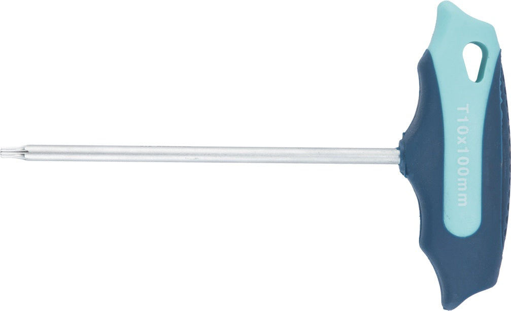 TECWERK Schraubendreher mit Quergriff T 10 x 100 mm – 2K-Griff, S2-Stahl, verchromt