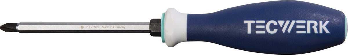 TECWERK Schraubendreher PH 1 mit 3K-Griff und 6-Kant-Klinge, 80 mm Klingenlänge