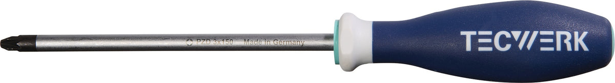 TECWERK Schraubendreher PZD 1, Rundklinge 80 mm, 3K-Griff, vergüteter Spezialstahl