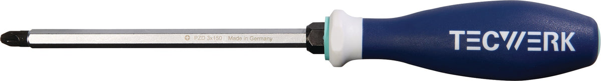 TECWERK Schraubendreher PZD 1, 80 mm Klinge, 3K-Griff, 6-Kant Klinge/Ansatz