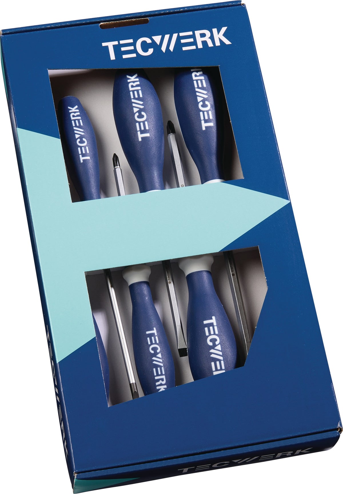 TECWERK Schraubendrehersatz 6-teilig Schlitz/PH 3K-Griff 6-Kant-Klinge