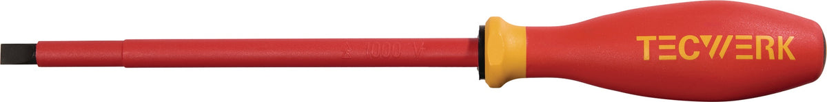 TECWERK VDE-Schraubendreher Schlitz 2,5 mm – Isolierter Elektriker-Schraubendreher, 75 mm Klinge