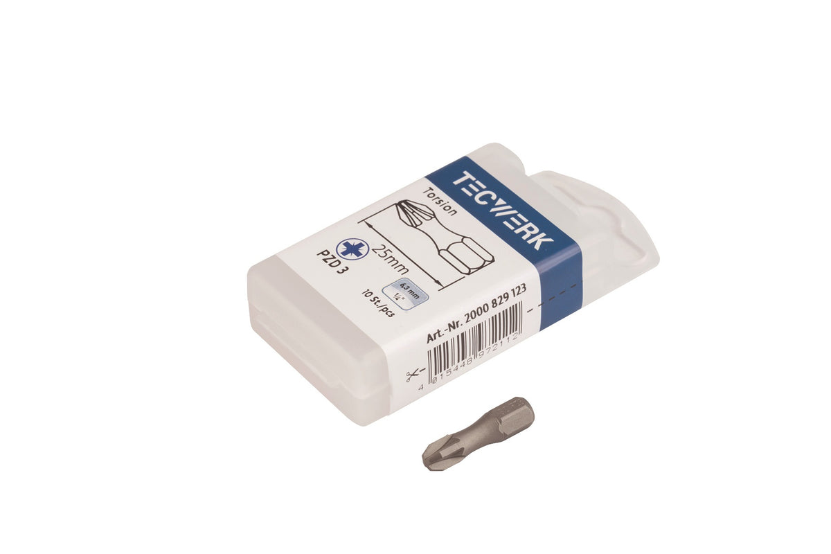 TECWERK Bit P829116 PH 1, 25 mm, 1/4 Zoll Sechskant, Torsionszone