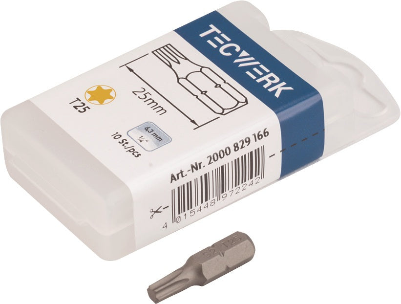 TECWERK Bit T 5, 25 mm, 1/4 Zoll Sechskant, S2-Stahl