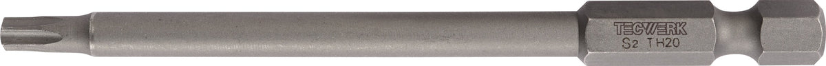 TECWERK Bit T 7 mit Bohrung 1/4 Zoll 25 mm S2-Stahl für TORX-Schrauben