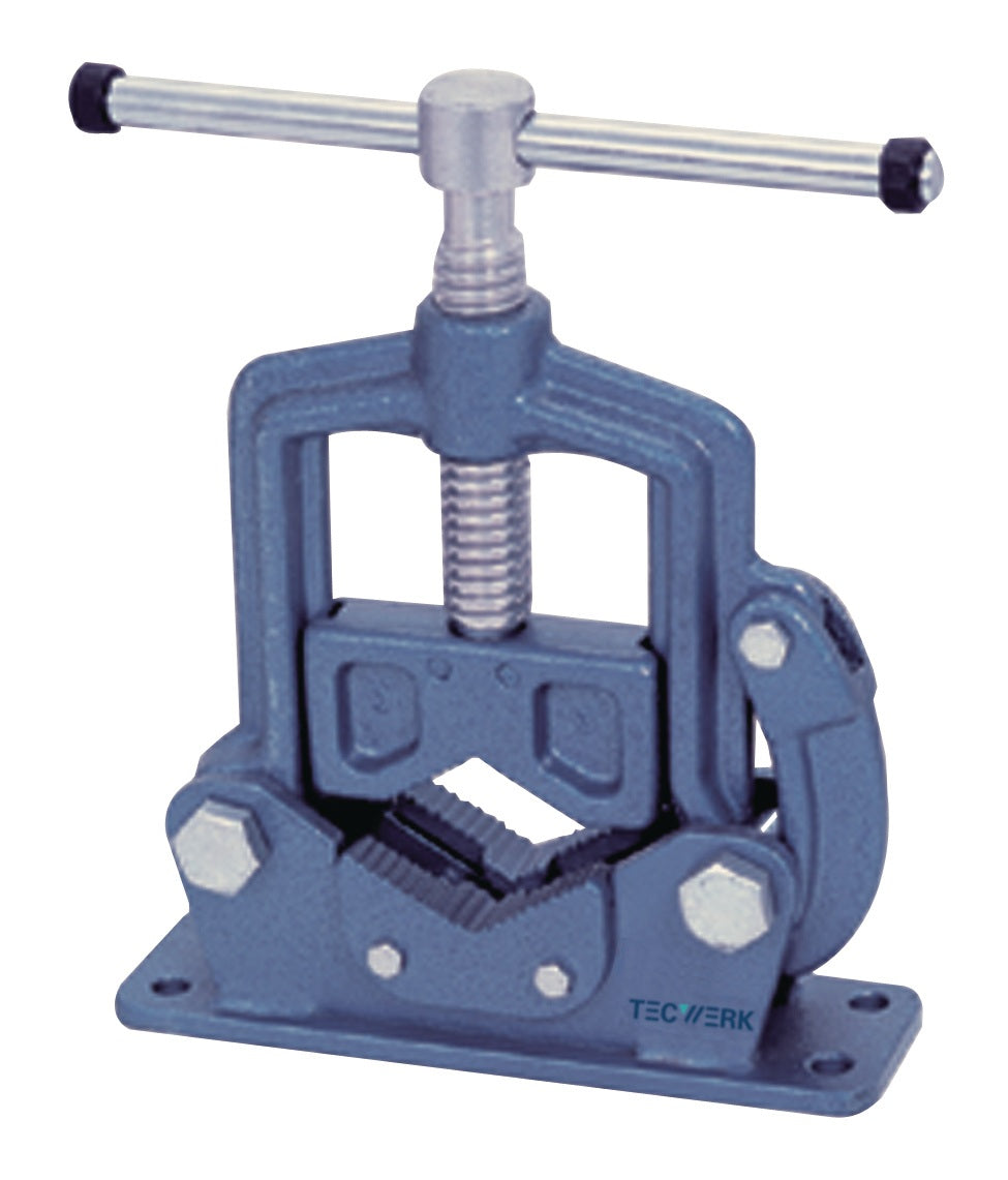 TECWERK Rohrschraubstock Spannweite 60 mm für Rohre bis 2 Zoll – geschmiedeter Stahl, aufklappbar