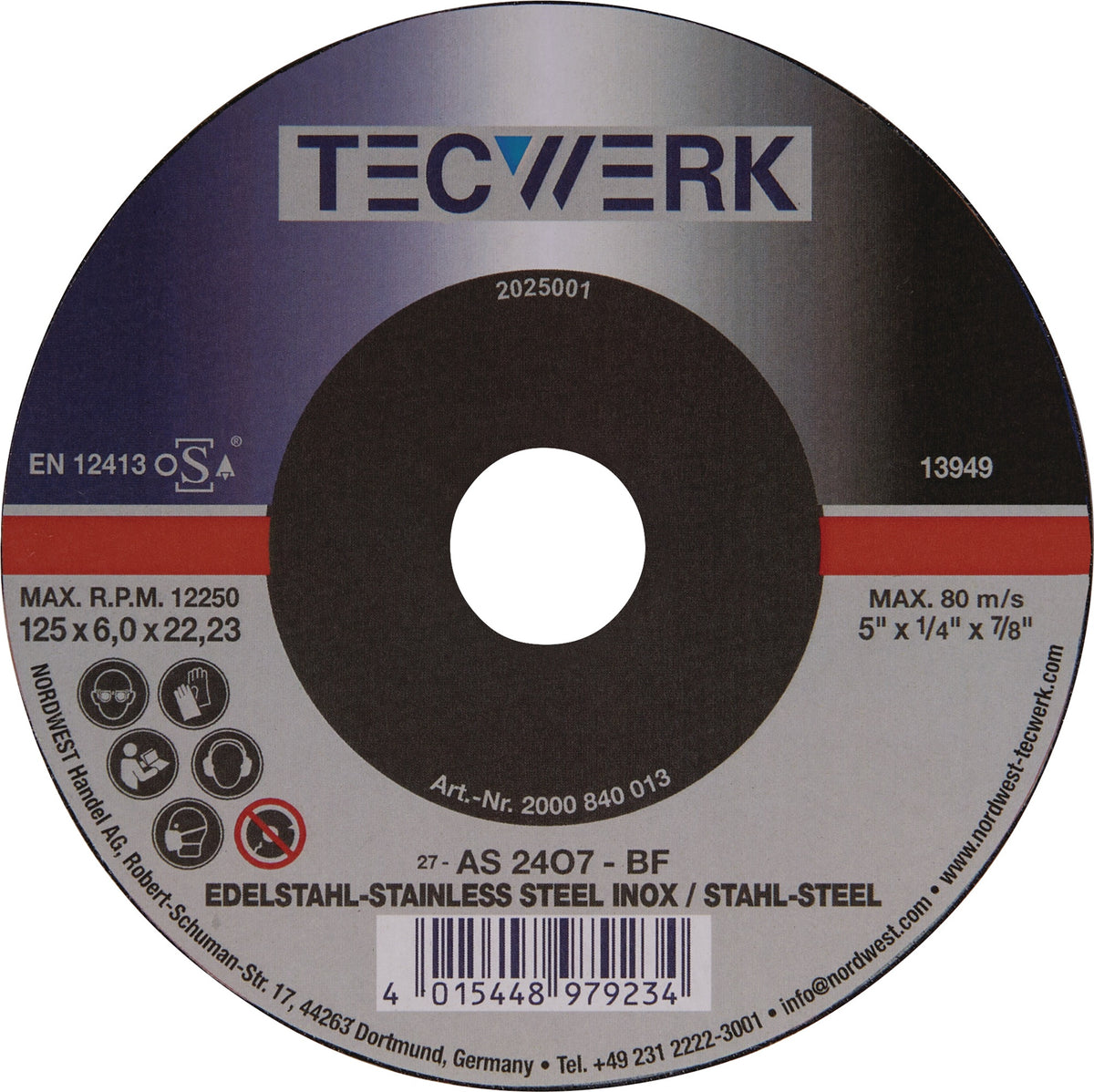 TECWERK Schruppscheibe 125 mm gekröpft Universal für INOX Stahl Guss 10 Stück