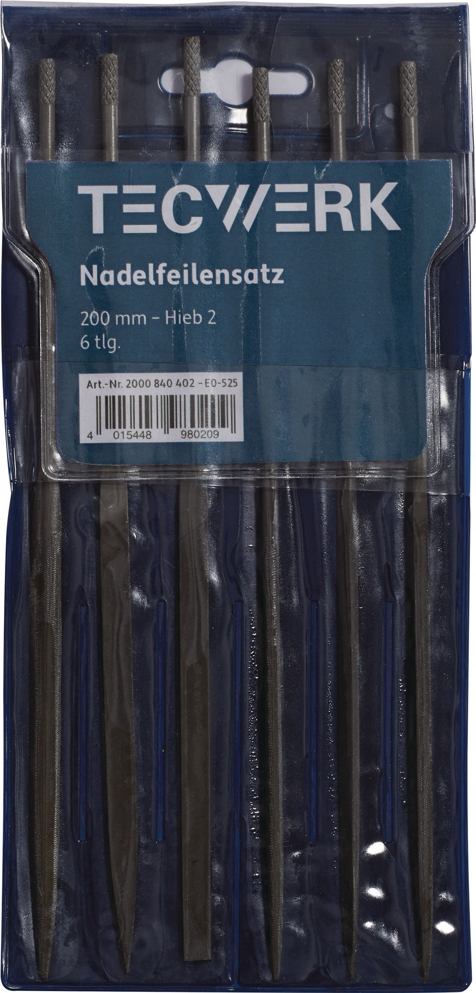 TECWERK Nadelfeilensatz 6-teilig Länge 160 mm Hieb 2 in Kunststofftasche