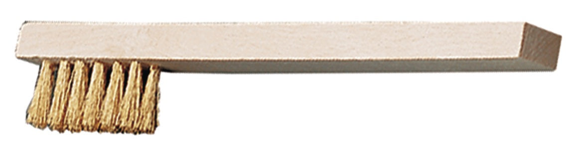 TECWERK Zündkerzenbürste 150 mm, 0,2 mm Messing, 3-reihig, gewellter Draht, Holzrücken