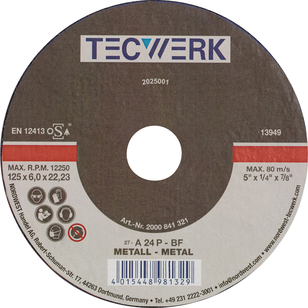 TECWERK Schruppscheibe 115 mm gekröpft für Stahl und Guss