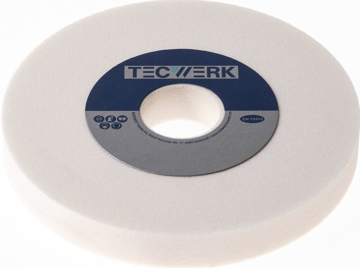 TECWERK Schleifbockscheibe Ø125x20x32 mm 80 Form A Edelkorund weiß für Doppelschleifmaschine