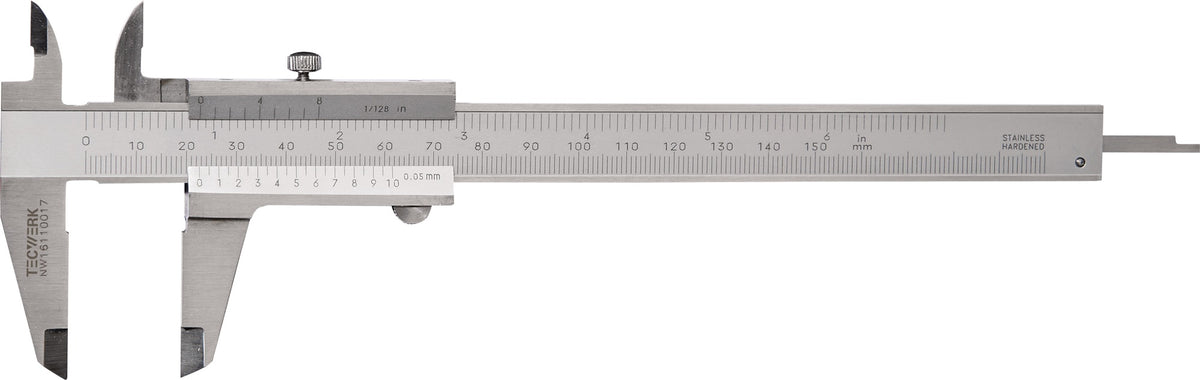 TECWERK Taschenmessschieber DIN 862 70 mm mit Schlosseck und Feststellschraube