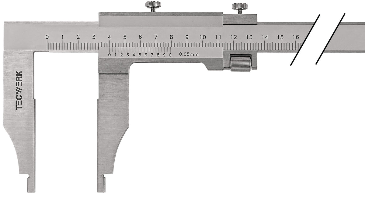TECWERK Werkstattmessschieber DIN 862 250 mm – Analog mit Feineinstellung