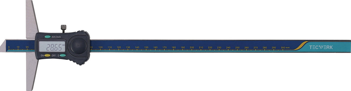 TECWERK Tiefenmessschieber DIN 862 digital 200 mm mit gerader Messschiene