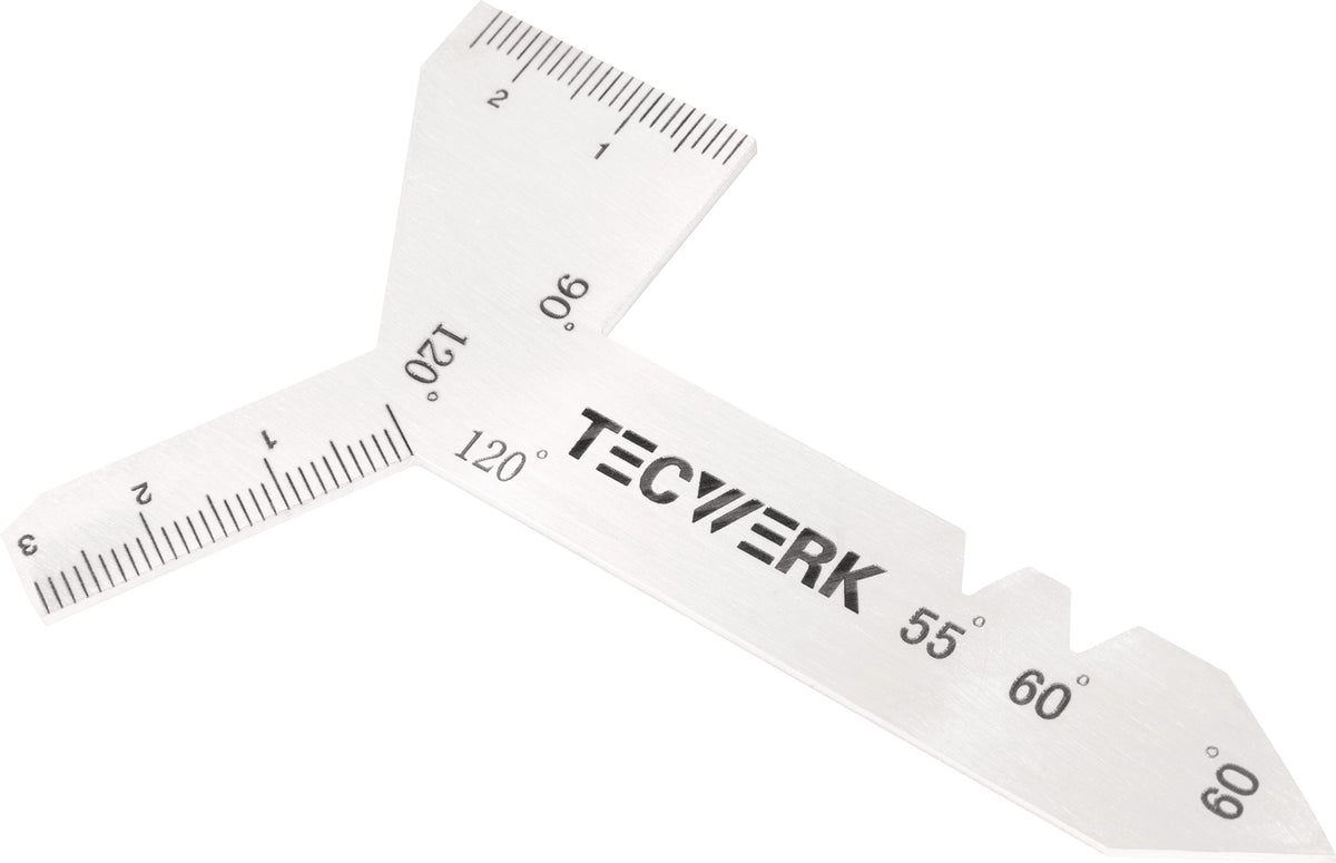 TECWERK Universalschleiflehre für Spiralbohrer, Spitzenwinkel 118°, 4-/6-kant-Winkel
