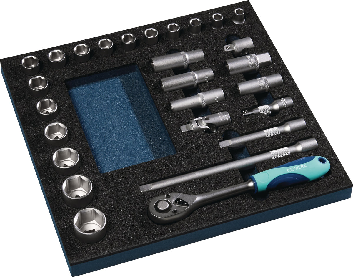 TECWERK Werkzeugmodul 27-tlg. Steckschlüsselsatz 2/3-Modul, 12,5 mm (1/2")