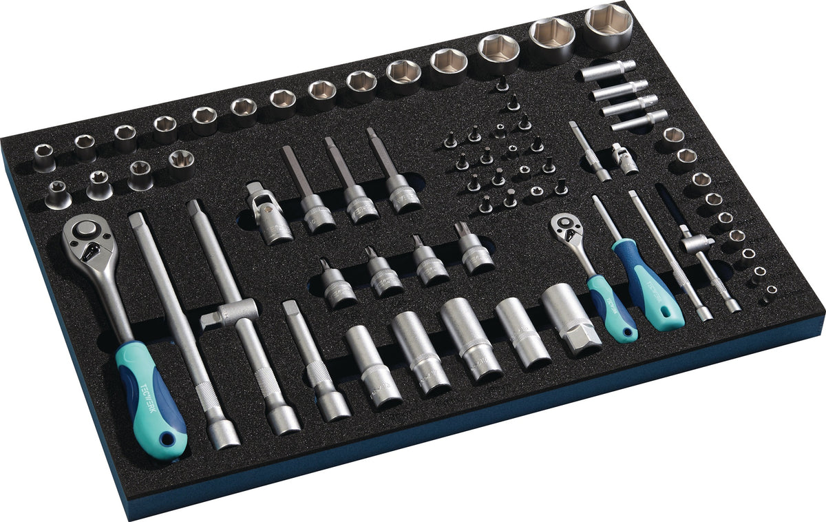 TECWERK Werkzeugmodul 71-tlg. Steckschlüsselset 3/3-Modul mit 1/4" und 1/2" Antrieb