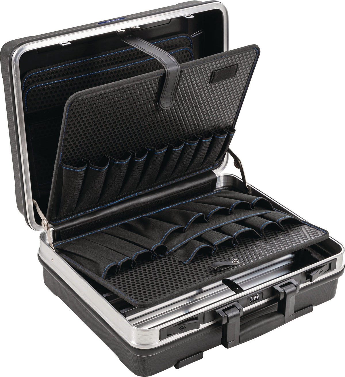 TECWERK Schalenkoffer 500x200x420 mm ABS mit Werkzeugtaschen 28,1 l Alu-Rahmen