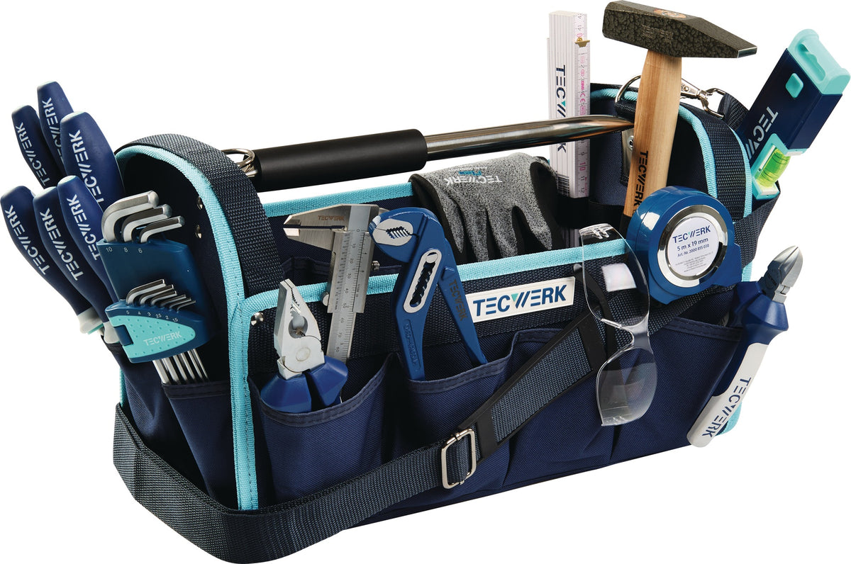 TECWERK Werkzeugtasche Universal 27-teilig bestückt – Handwerker- und Industriequalität