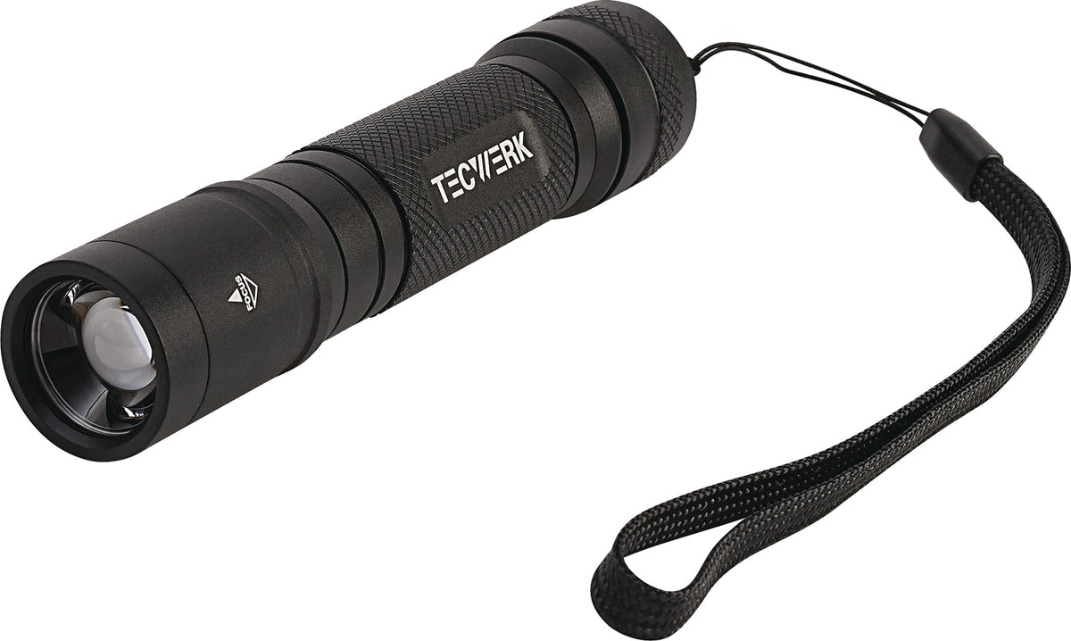 LED-Taschenlampe 1000 lm Li-Ion 205 m TECWERK – wiederaufladbar, IP66, 5 Leuchtstufen