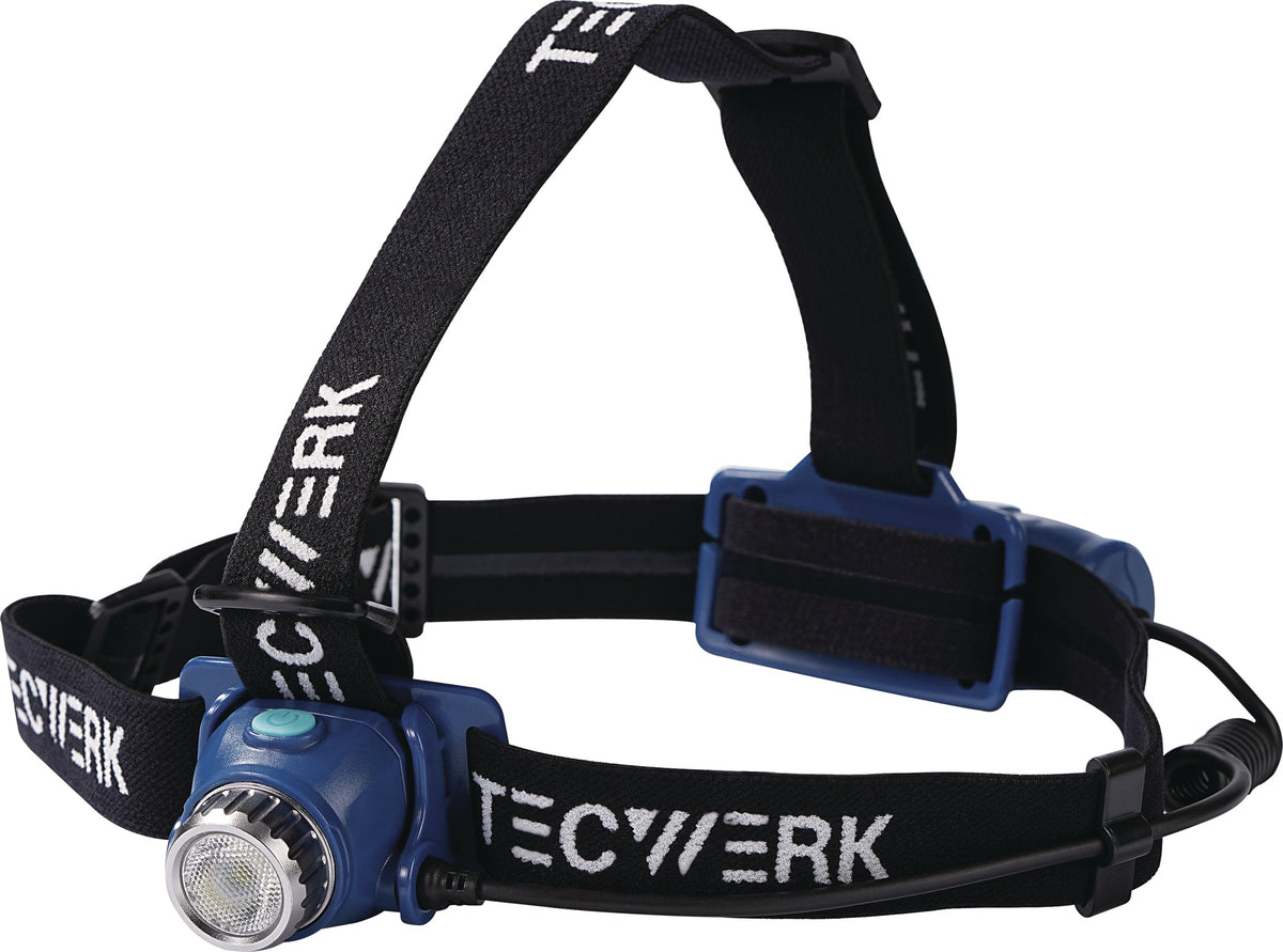 TECWERK LED-Kopfleuchte 3,7 V 2600 mAh Li-ion 5 V mit CREE-LED und IP65