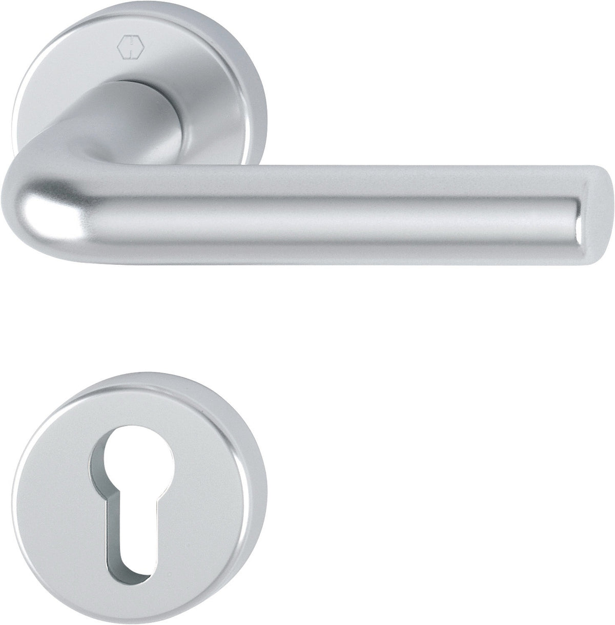 HOPPE Rosettengarnitur Bonn 150/42KV/42KVS Aluminium F1 OB – Objekt-Türgriffgarnitur mit Schnellstift