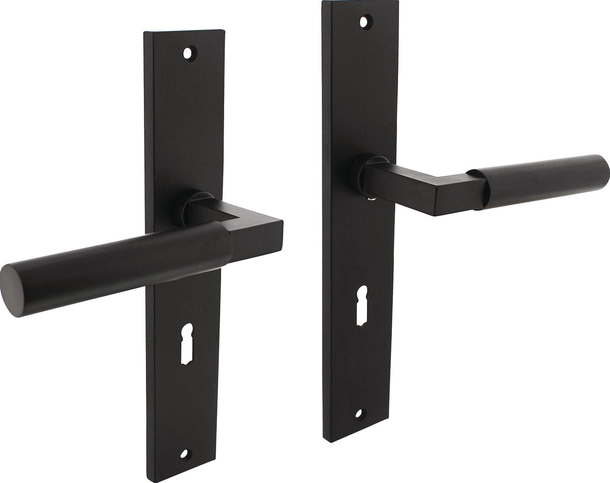 INTERSTEEL Langschildgarnitur Baustil Alu F3 Messing BB 72 mm DIN L/R – Türgriff-Set