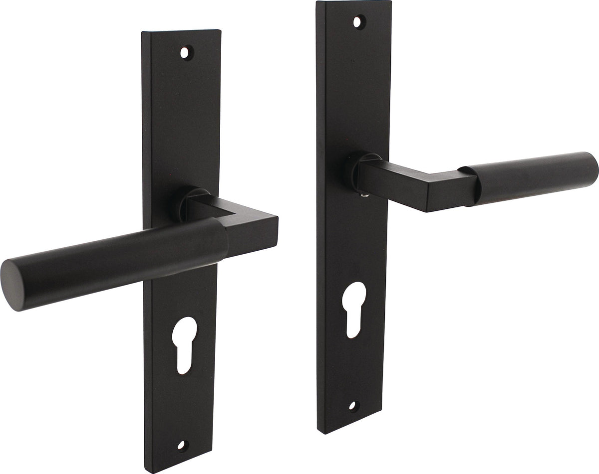 INTERSTEEL Langschildgarnitur Baustil Alu F3 Messing BB 72 mm DIN L/R – Türgriff-Set
