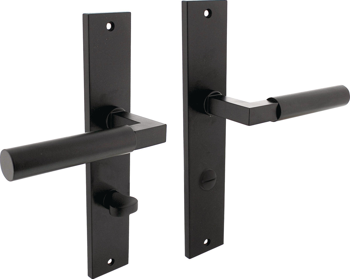 INTERSTEEL Langschildgarnitur Baustil Alu F3 Messing BB 72 mm DIN L/R – Türgriff-Set