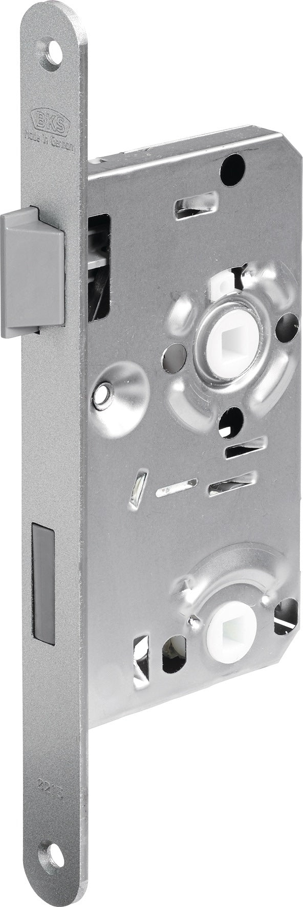 BKS Zimmertür-Einsteckschloss 0215 BAD DIN Links, 55 mm Dornmaß, 78 mm Entfernung, 8 mm Vierkant, Stulp alufinish silber