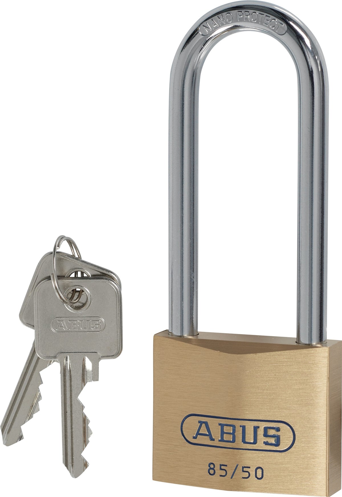 ABUS Zylindervorhangschloss 85/50HB80 – Messing, hoher Bügel, verschließend, 50 mm