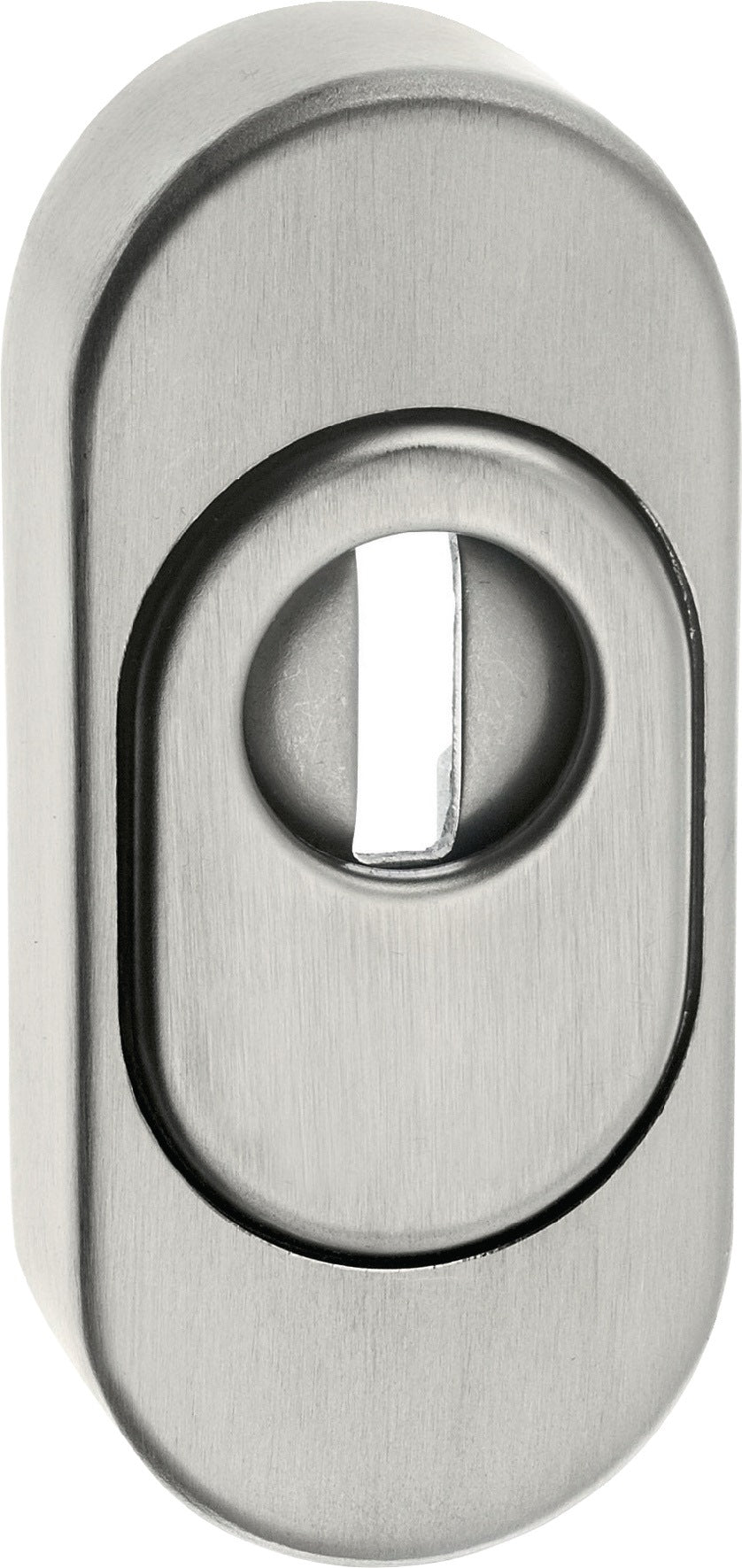 EDI Schlüsselrosette 0815/0000 – Aluminium F12, oval, PZ-Lochung mit Ziehschutz, Schildstärke 14,5 mm
