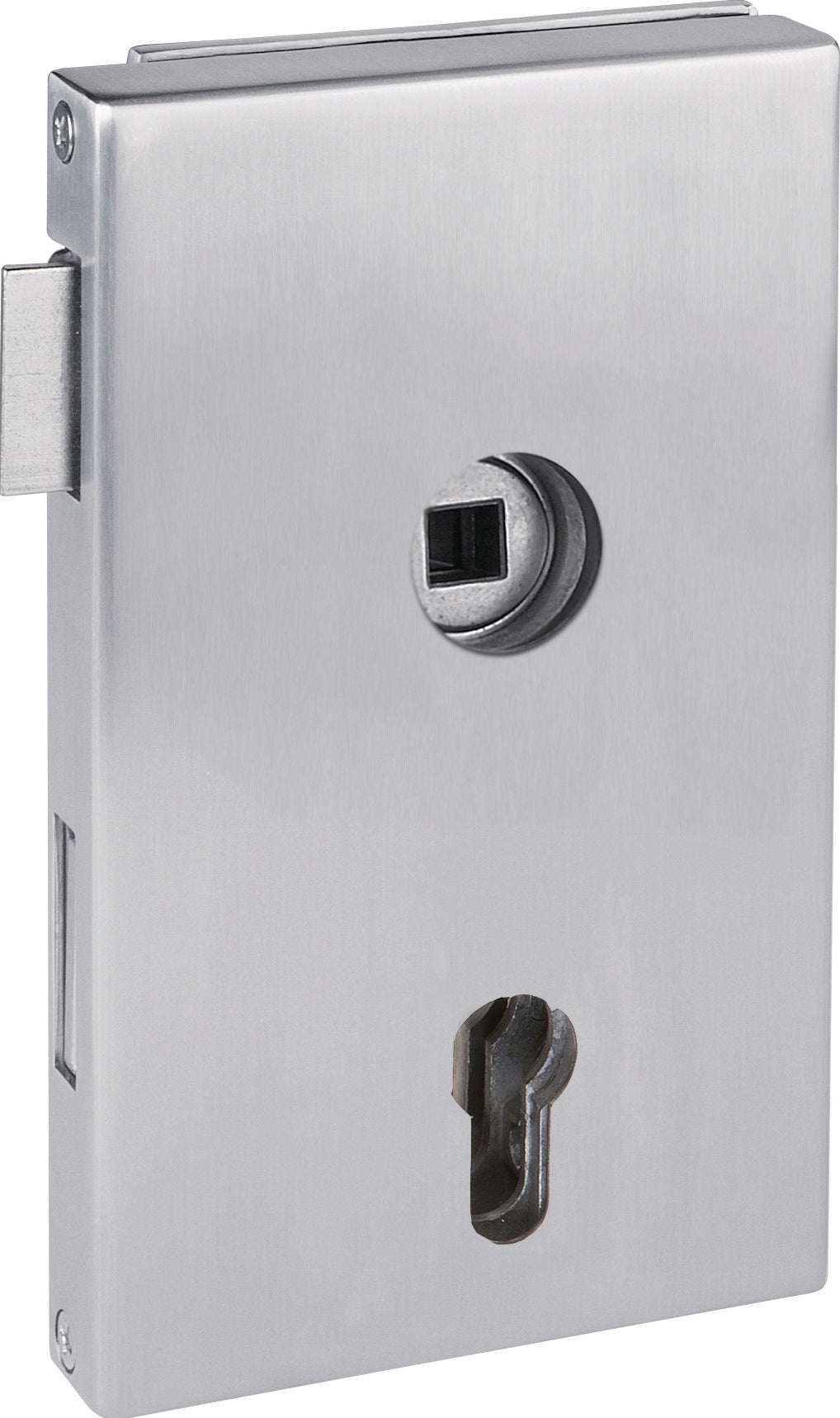 HERMAT Glastürschloss 6053 PZ L-Molina Edelstahl matt – DIN links, Flüsterfalle