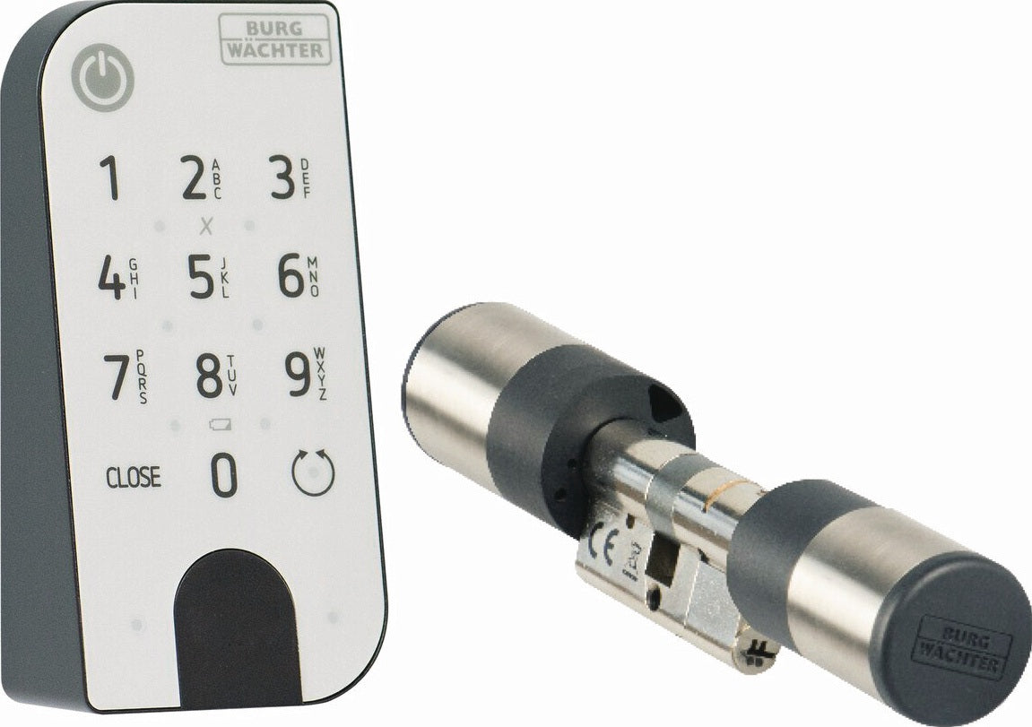 BURG-WÄCHTER Elektronisches Türschloss 7601 – Zylinder & Codetastatur, Smartphone-Zugang, Edelstahl Schwarz