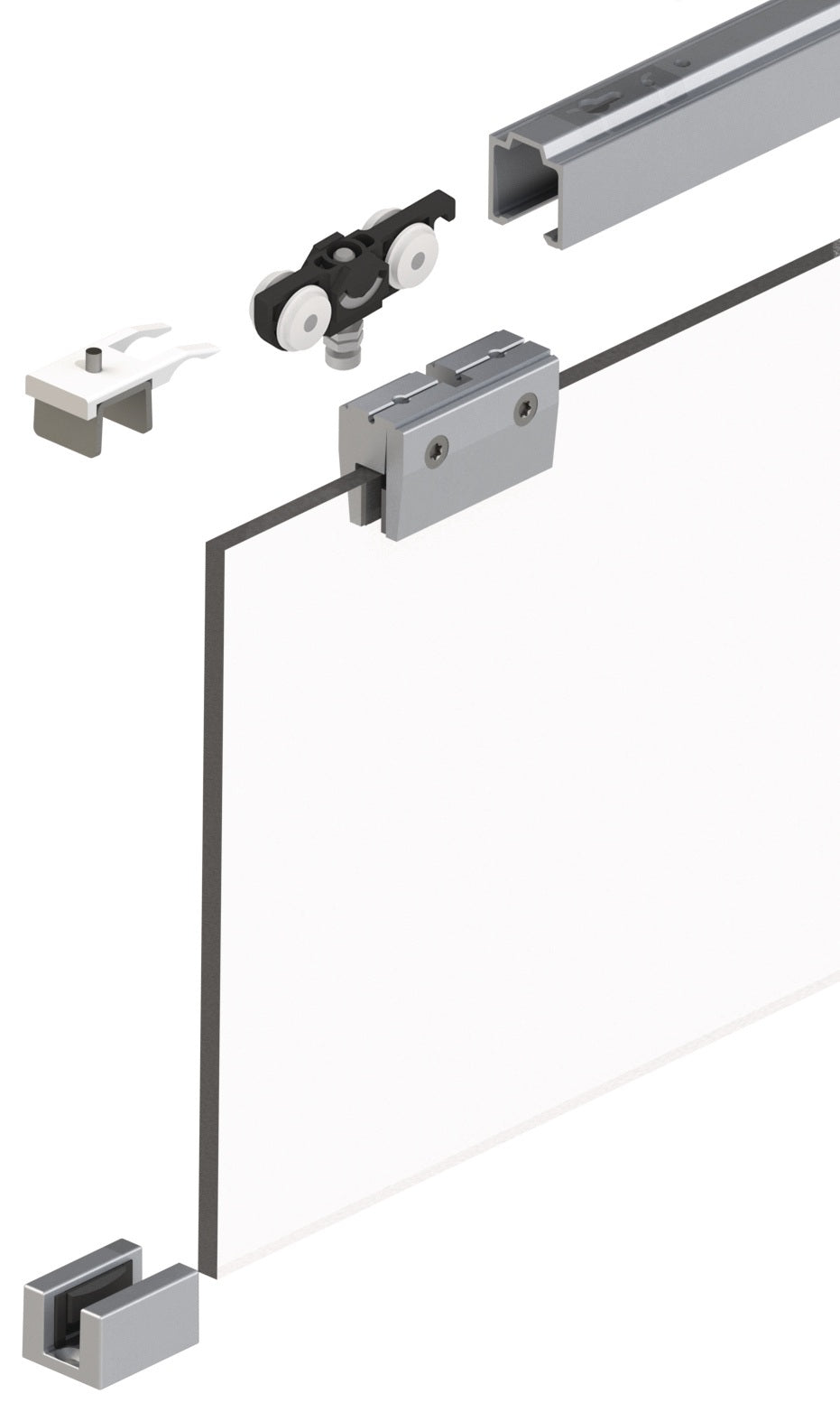 HELM Schiebetürsystem MK-L 80 Komplettset für 50 kg Glastüren ESG 8 mm