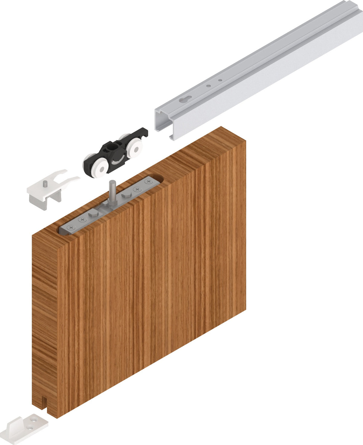 HELM Schiebetürsystem 73 ME-V Komplettset für Holztüren bis 80 kg, 1300 mm Laufschiene, EV1 eloxiert