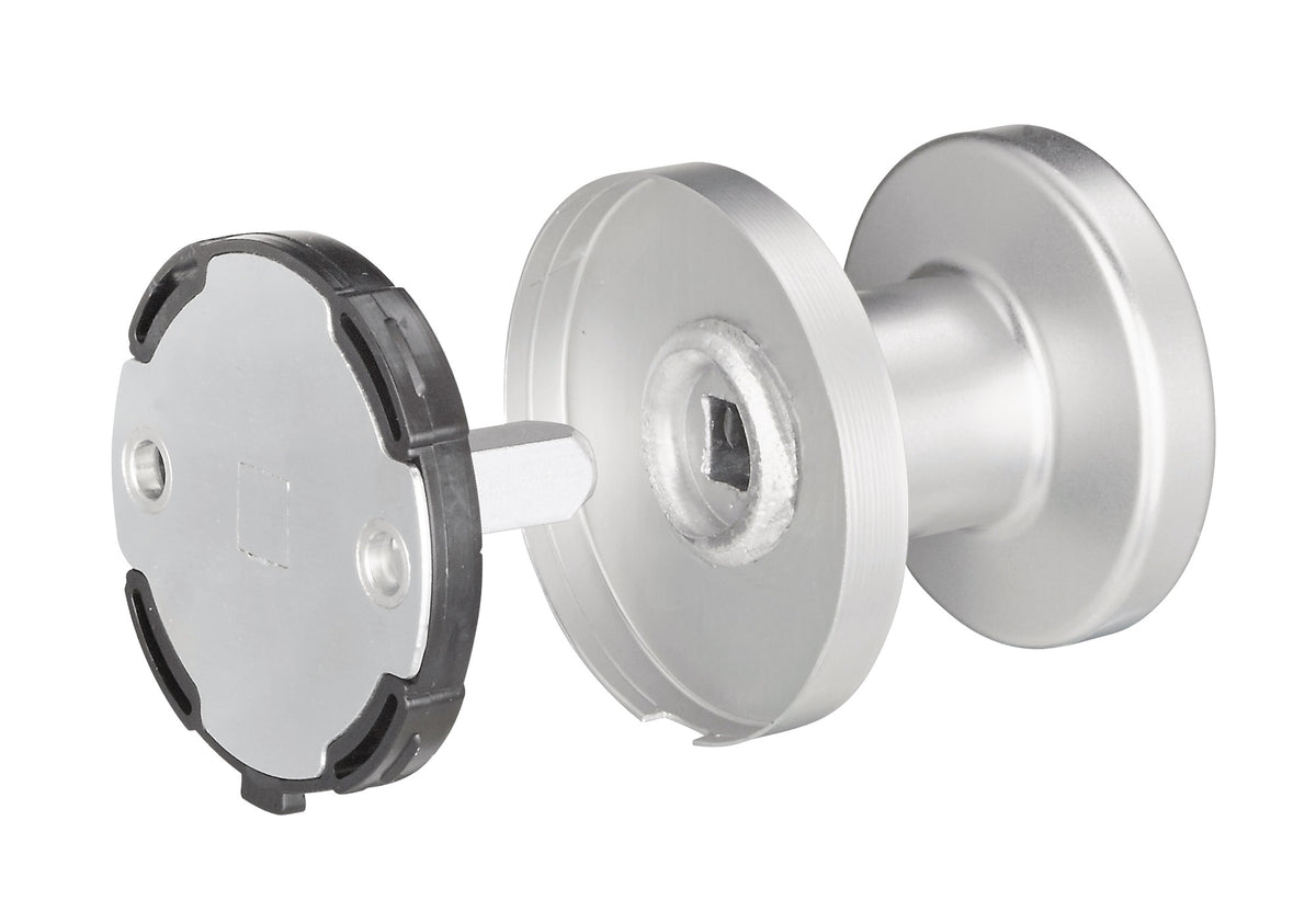 EDI Türknopf K7/052/02 Edelstahl matt – gerader Knopf auf runder Rosette, Ø 55 mm