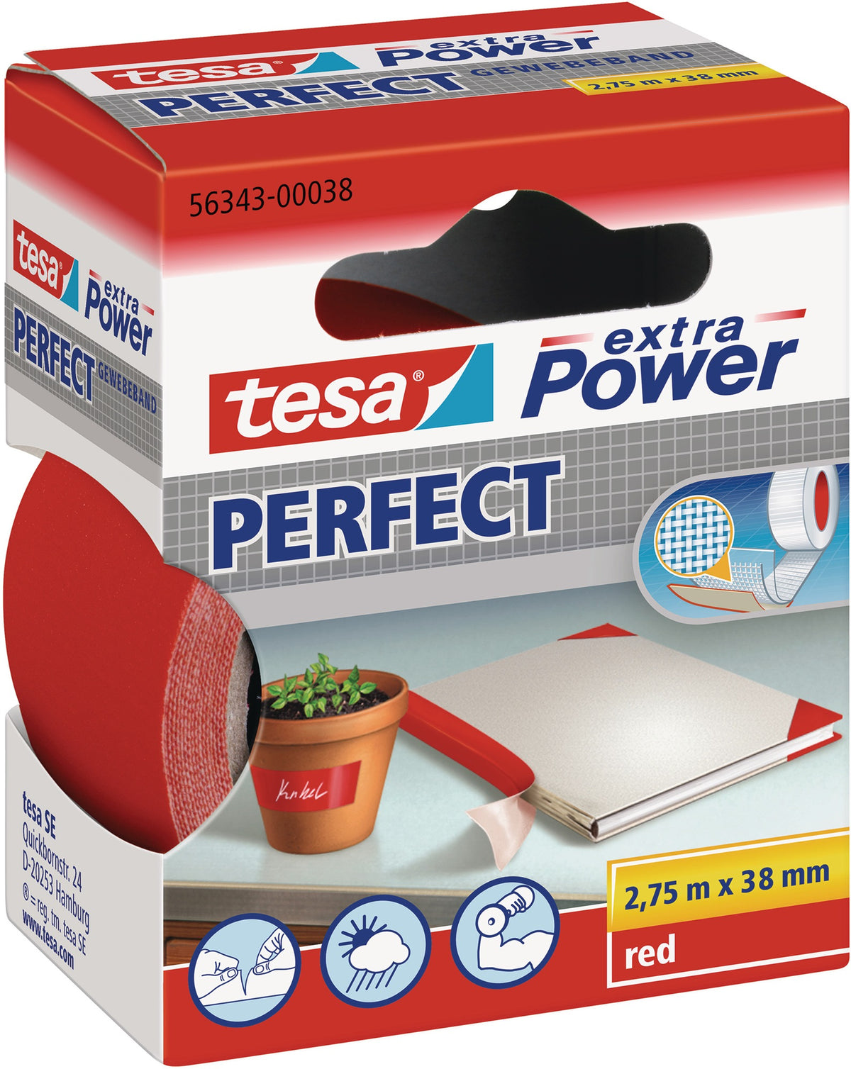 tesa Gewebeband ext.Power® 56341 schwarz 19 mm x 2,75 m – 10 Rollen