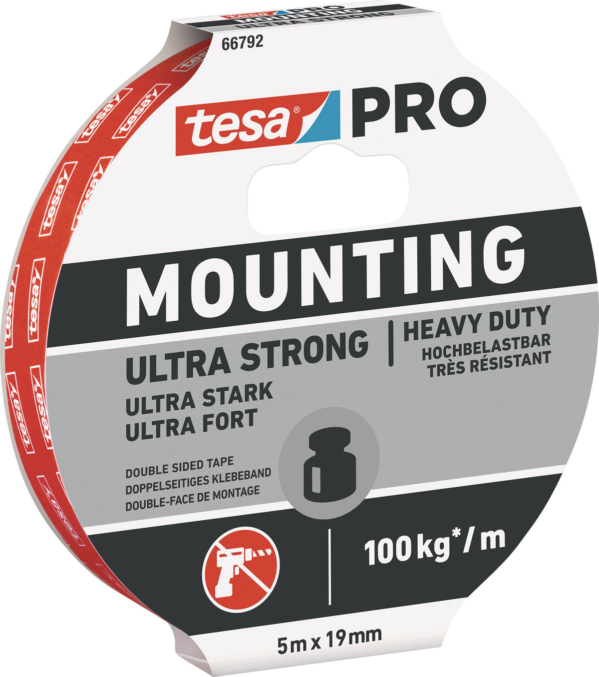 tesa Montageband Mounting PRO Ultra Strong 66792 – Doppelseitiges Klebeband 19 mm x 5 m, 10 Rollen
