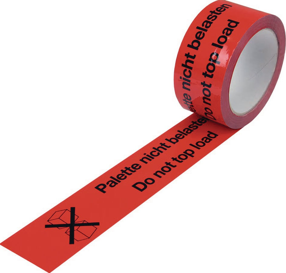 Warnklebeband PP Bruchgefahr 50 mm x 66 m rot von TRANSPAK – 36 Rollen