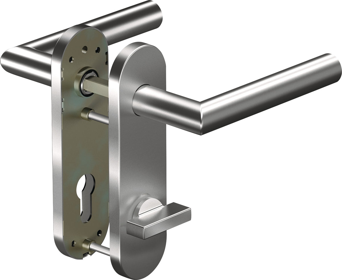 OGRO Kurzschildgarnitur CORE+ 8906 Aluminium DIN Links/Rechts für Türstärke 38-63 mm