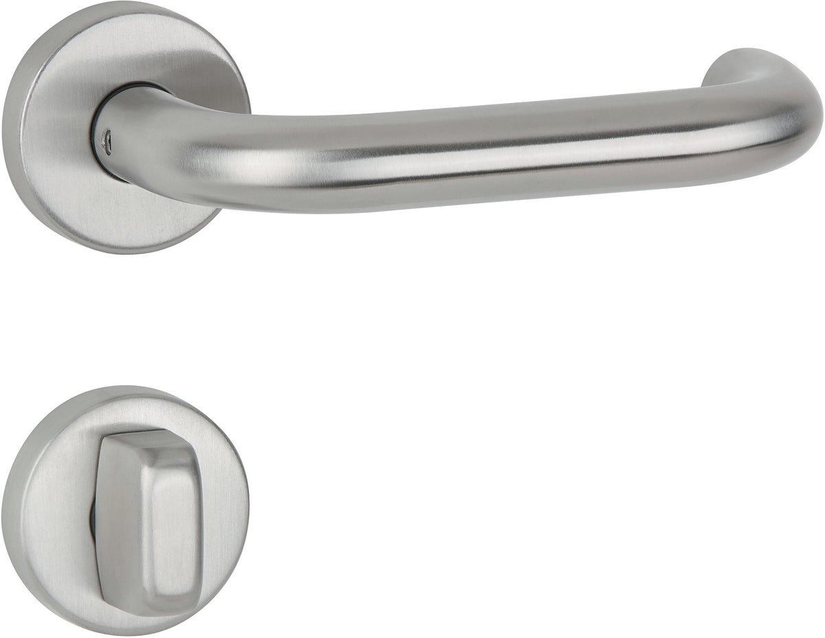 APTEC Drückergarnitur Basic 02 Edelstahl matt – Rosetten-Drückergarnitur DIN L/R für Türstärke 38-45 mm