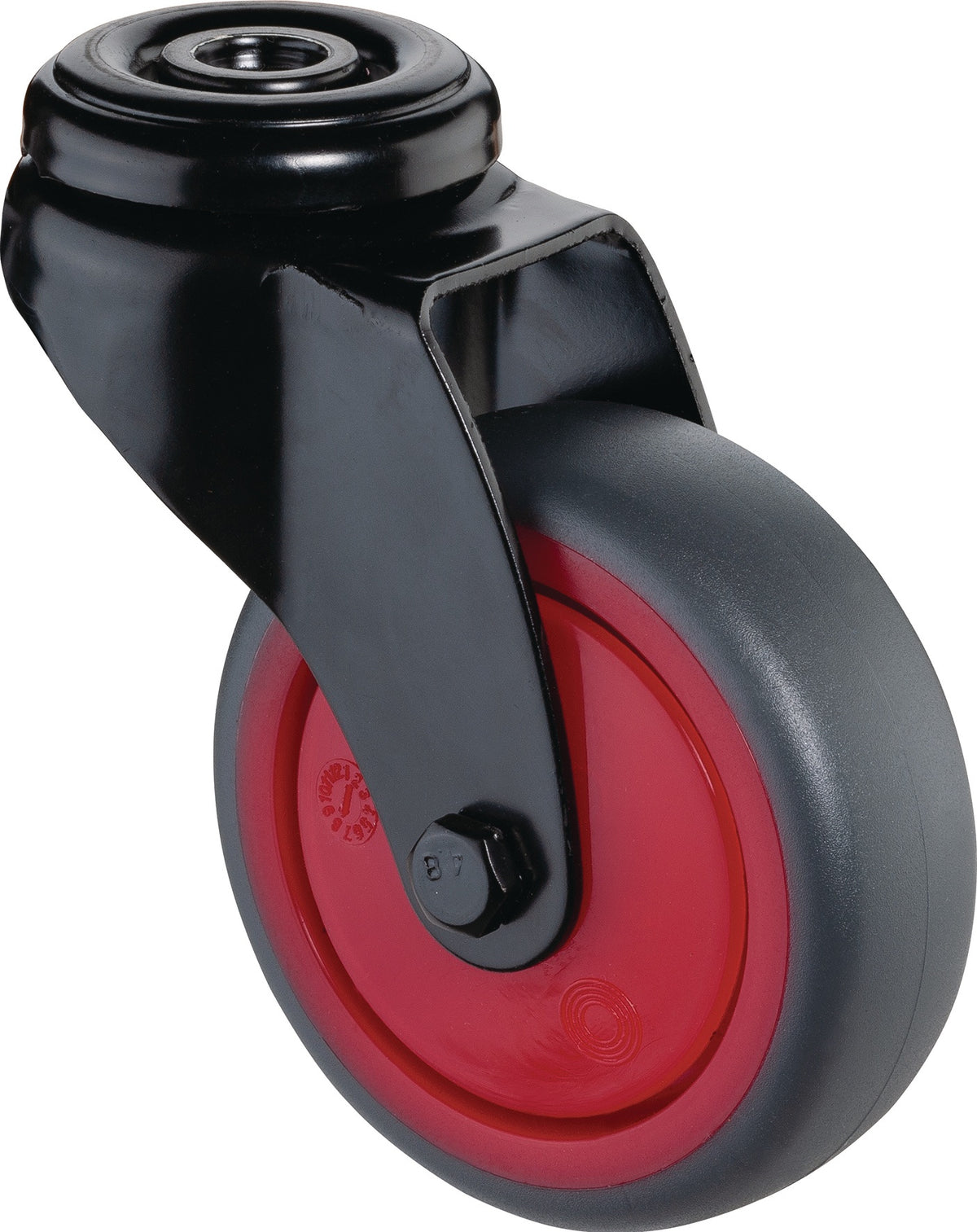 BS ROLLEN Lenkrolle 50 mm mit Rückenloch, Kugellager & Gummirad grau – Tragfähigkeit 50 kg