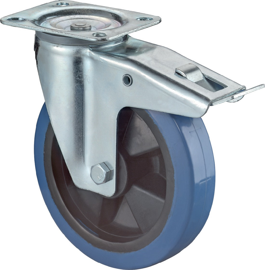 BS ROLLEN Lenkrolle 100 mm mit Feststeller, Kunststoffrad, 140 kg Tragfähigkeit