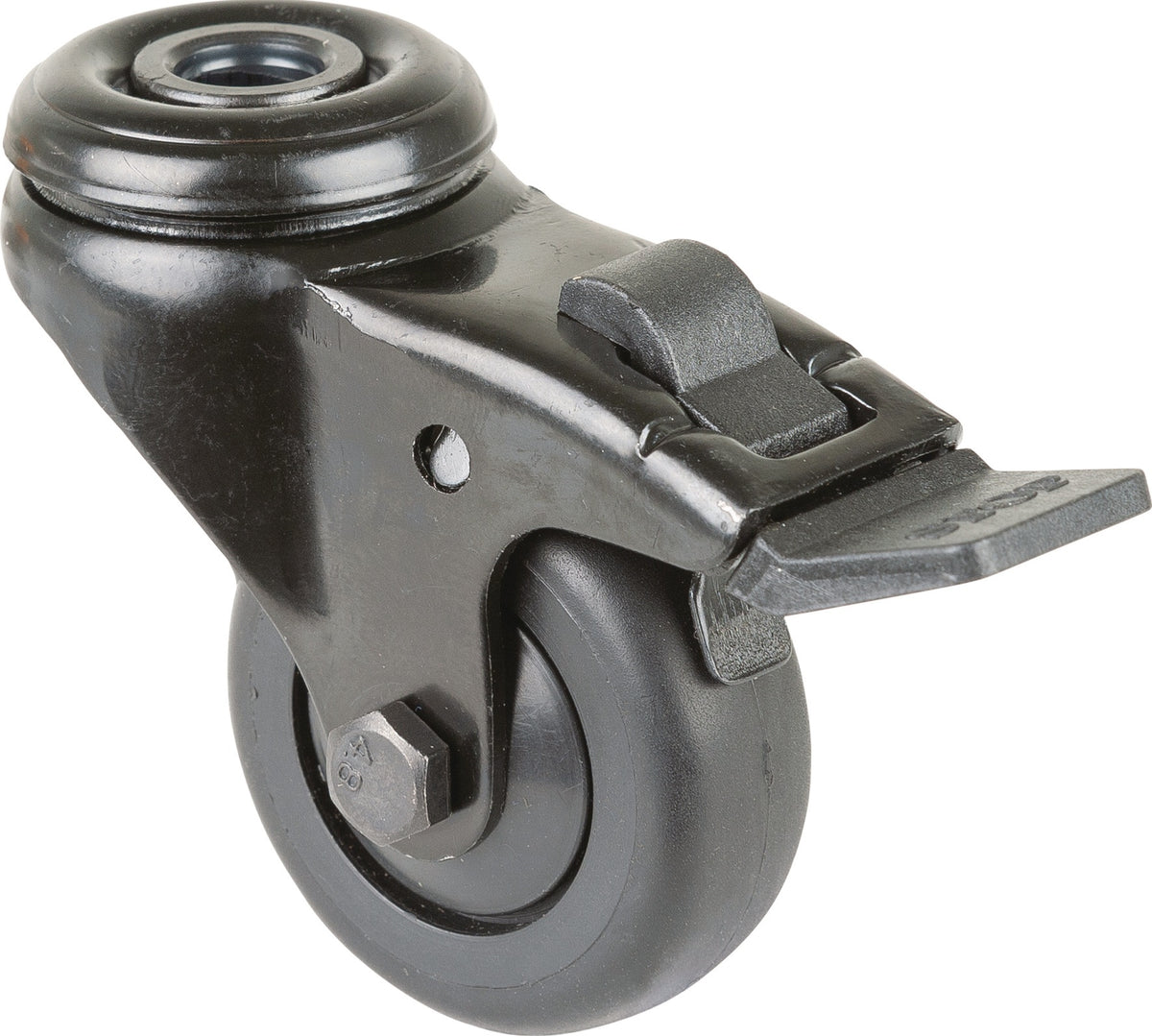 BS ROLLEN Lenkrolle mit Totalfeststeller 50 mm Gummi schwarz, Tragfähigkeit 50 kg