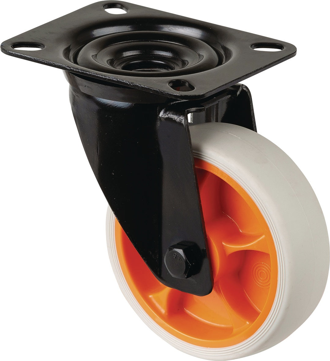 BS ROLLEN Lenkrolle 80 mm Gummi, 100 kg Tragfähigkeit, mit Anschraubplatte