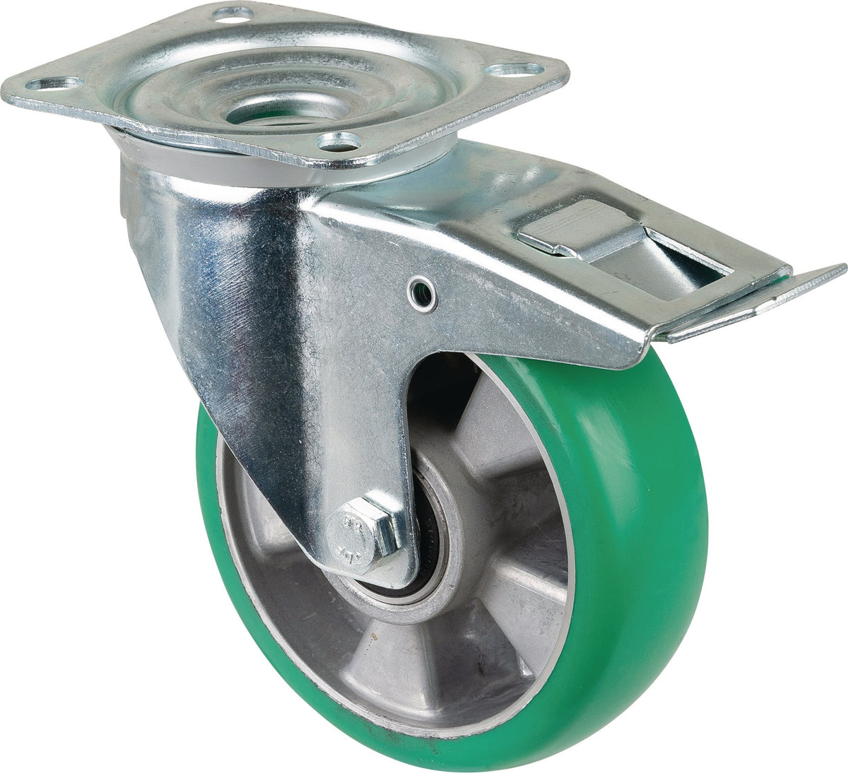 BS ROLLEN Lenkrolle 80 mm mit Feststeller, Polyurethan, 170 kg Tragfähigkeit