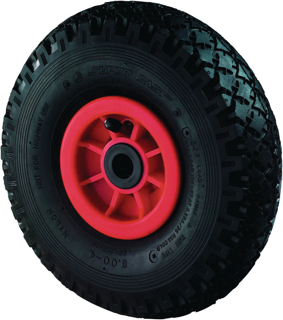 BS ROLLEN Luftrad 200 mm Ersatzrad mit Rillenprofil und Gleitlager, 80 kg Tragfähigkeit